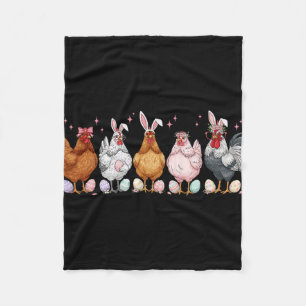 Easter Chicken Bunnies Ears Rooster Poultry Farm B Fleece Blanket