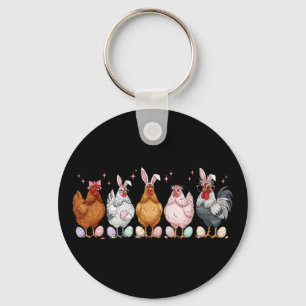 Easter Chicken Bunnies Ears Rooster Poultry Farm B Key Ring