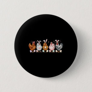 Easter Chicken Bunnies Ears Rooster Poultry Farmer 6 Cm Round Badge