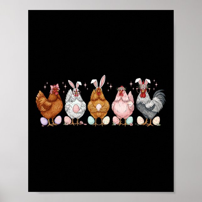 Easter Chicken Bunnies Ears Rooster Poultry Farmer Poster (Front)
