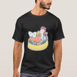 Easter Chicken Bunny Ears Eggs Basket Farm Animal  T-Shirt