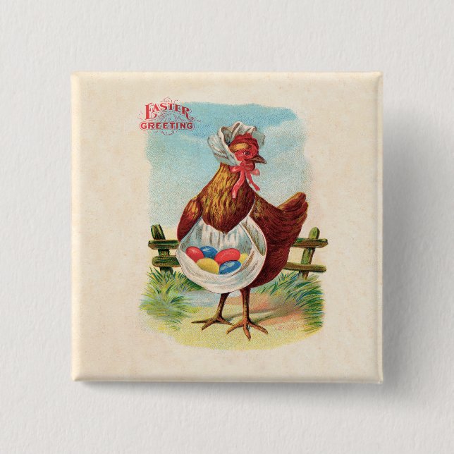 Easter Chicken Farm Cute Antique Eggs 15 Cm Square Badge (Front)