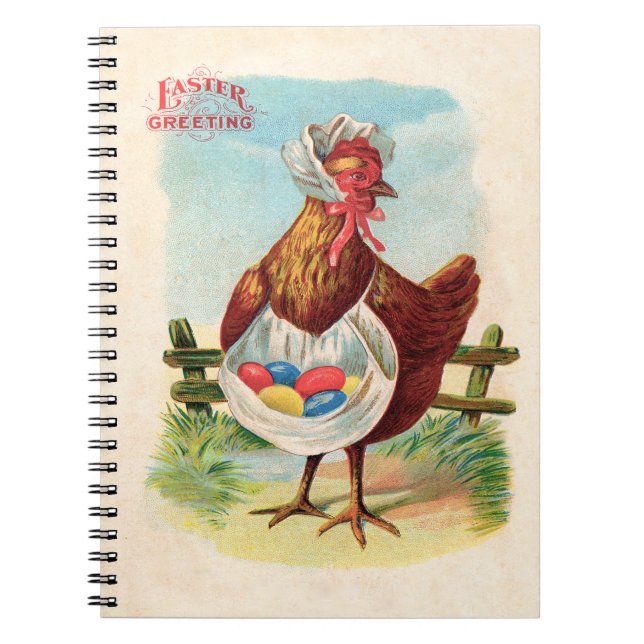 Easter Chicken Farm Cute Antique Eggs Notebook (Front)