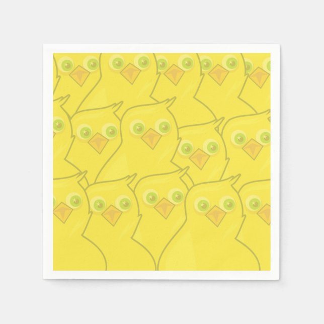 Easter Chickens Bright Yellow Cartoon Pattern Napkin (Front)
