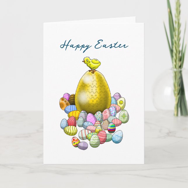 Easter Chickens Egg Hunt Holiday Card (Front)