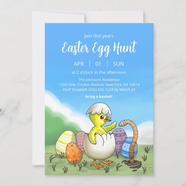 Easter Chicken's Egg Hunt Invitation (Front)