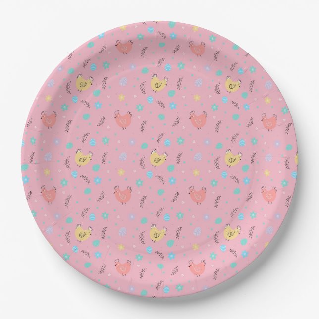 Easter Chicks and Eggs Paper Plates (Front)