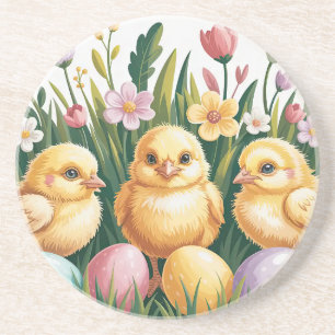 Easter Chicks Cute Spring Baby Chick Design Coaster
