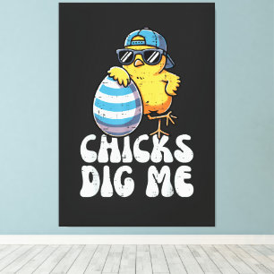 Easter Chicks Dig Me Cute Egg Canvas Print