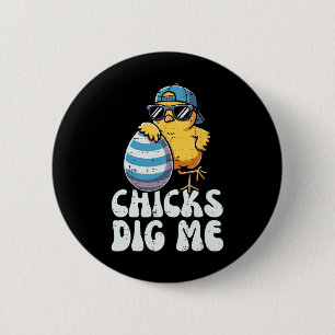 Easter Chicks Dig Me Cute Egg Hunt Toddler Boys Ki 6 Cm Round Badge