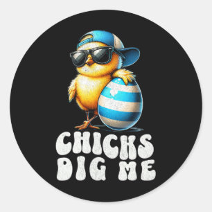 Easter Chicks Dig Me Cute Egg Hunt Toddler Boys Ki Classic Round Sticker