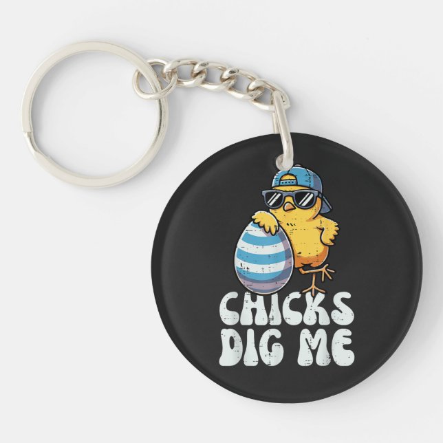 Easter Chicks Dig Me Cute Egg Key Ring (Front)