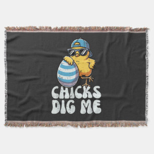 Easter Chicks Dig Me Cute Egg Throw Blanket