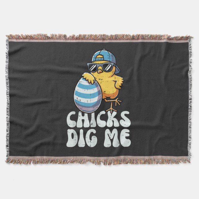 Easter Chicks Dig Me Cute Egg Throw Blanket (Front)