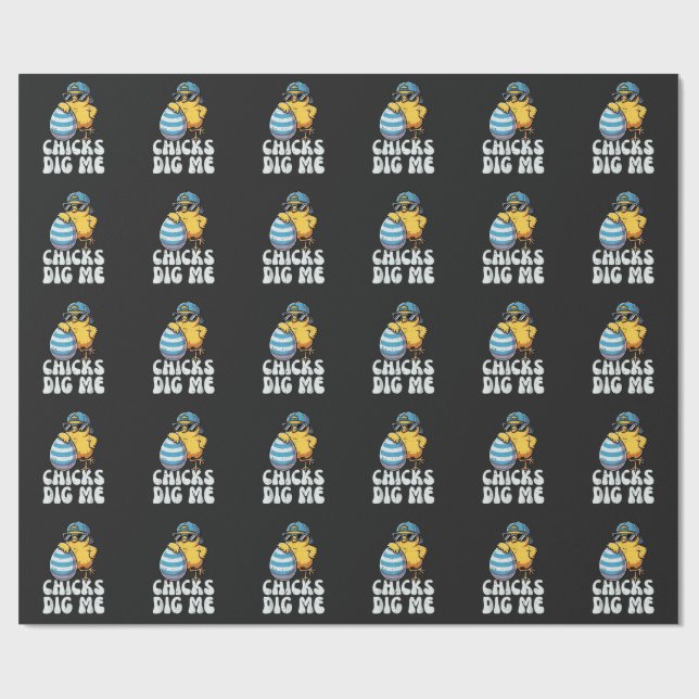 Easter Chicks Dig Me Cute Egg Wrapping Paper (Flat)