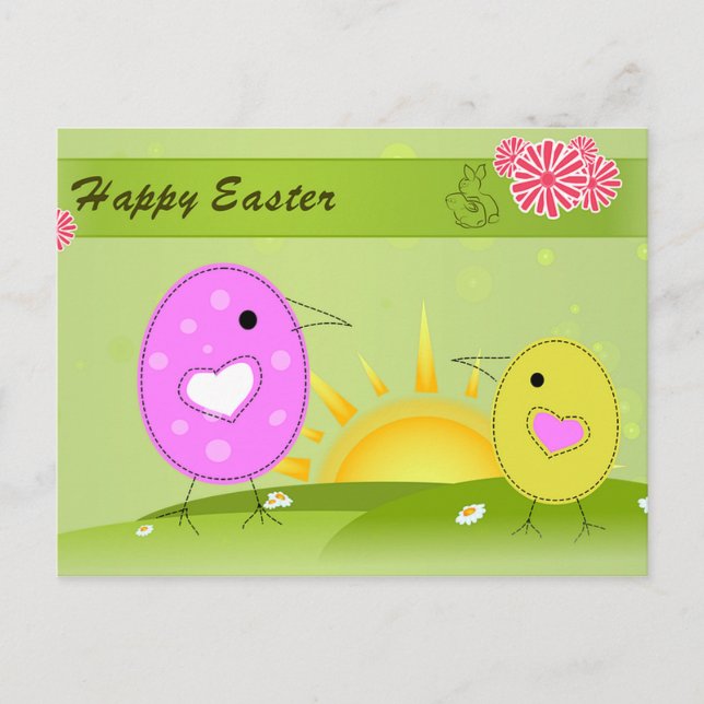 Easter Chicks Holiday Postcard (Front)