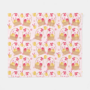 Easter Chicks Pattern Pink Fleece Blanket