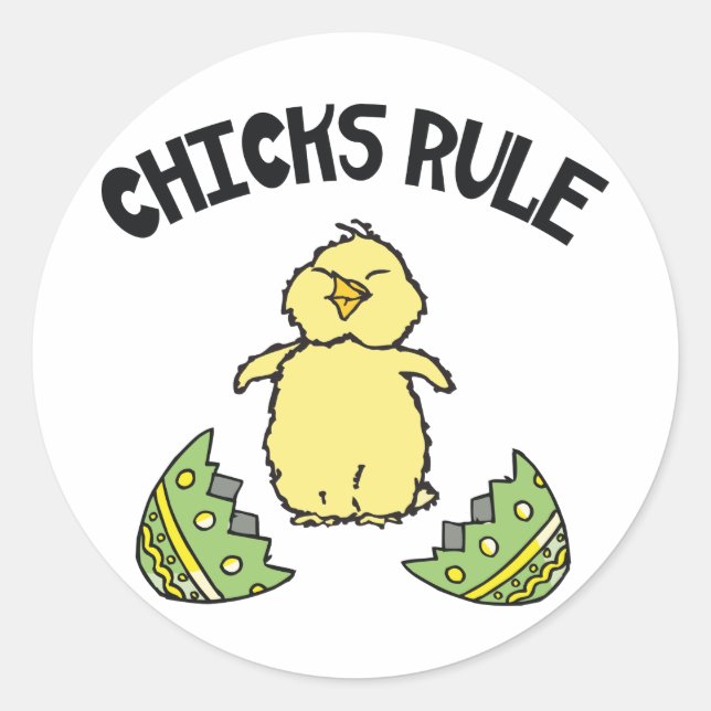 Easter Chicks Rule Classic Round Sticker (Front)