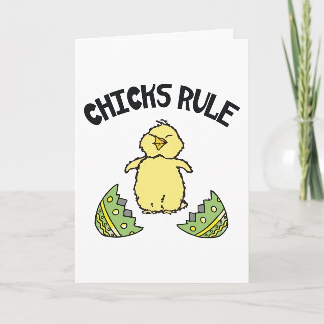Easter Chicks Rule Holiday Card (Front)