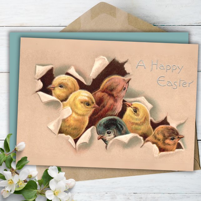 Easter Chicks Vintage Custom Easter Holiday Card (Easter Chicks Vintage Custom Easter Holiday Card)