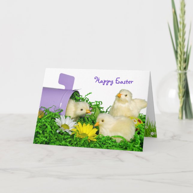 Easter Chicks with Mailbox Holiday Card (Front)