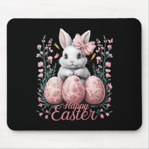 Easter Chinoiserie Floral Bunny With Cute Coquette Mouse Mat