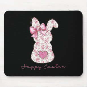 Easter Chinoiserie Floral Bunny With Cute Pink Bow Mouse Mat