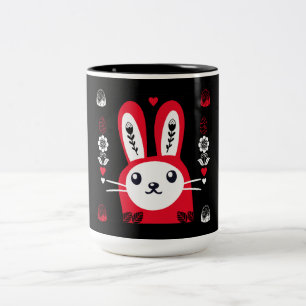 Easter Chocolate Bunny Decor Two-Tone Coffee Mug