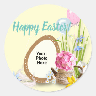 Easter Chocolate Egg & Balloons Photo Classic Round Sticker