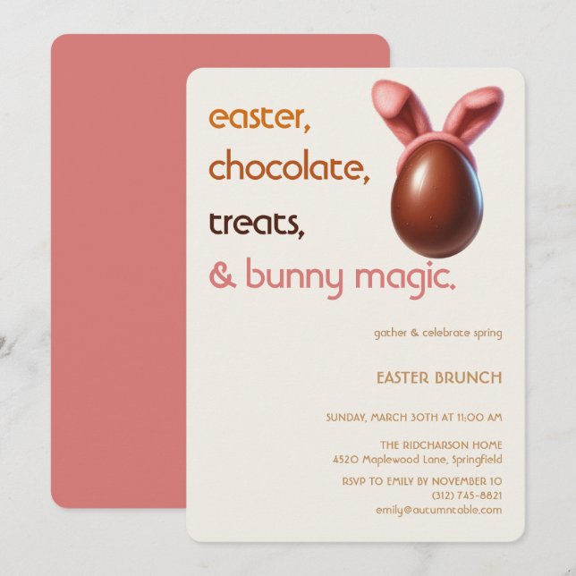 Easter Chocolate Egg Invitation Sweet Spring Party (Front/Back)