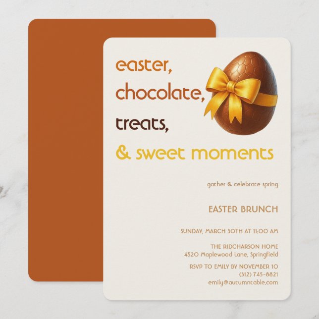Easter Chocolate Egg Invitation Sweet Spring Party (Front/Back)