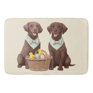 Easter Chocolate Labrador Retriever Dogs Bath Mat