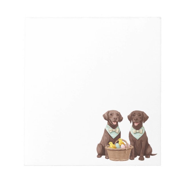 Easter Chocolate Labrador Retriever Dogs Notepad (Front)