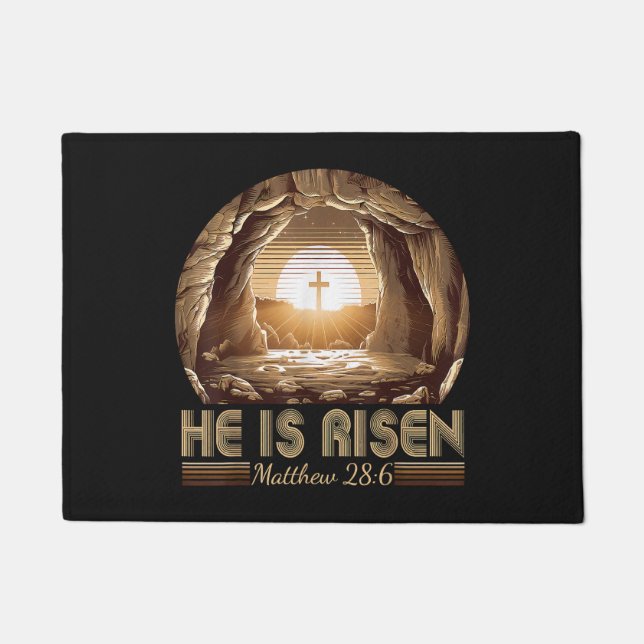 Easter Christian He is Risen Jesus  Doormat (Front)