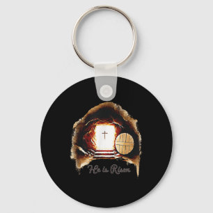Easter Christian He Is Risen Jesus Empty Tomb Men Key Ring