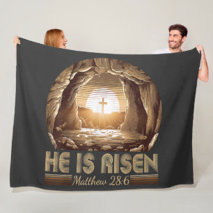 Easter Christian He is Risen Jesus Fleece Blanket