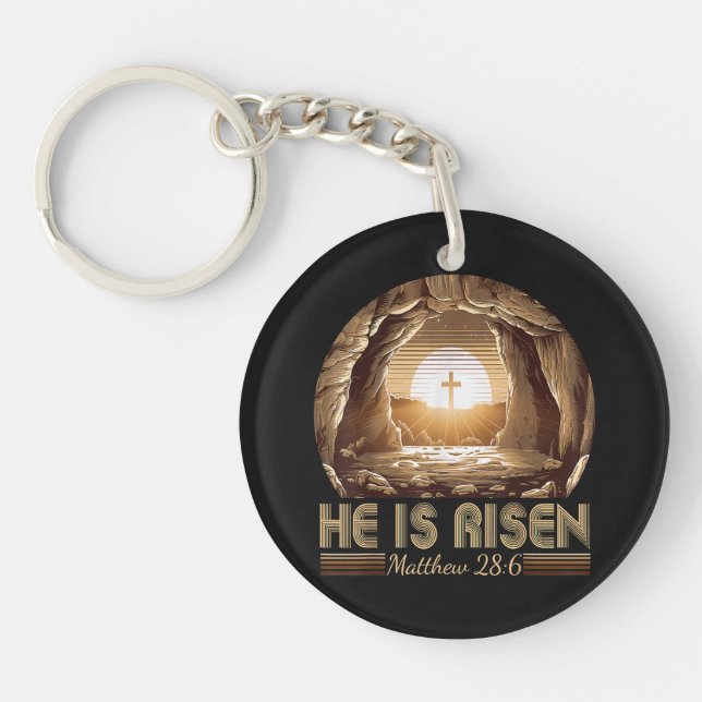 Easter Christian He is Risen Jesus  Key Ring (Front)