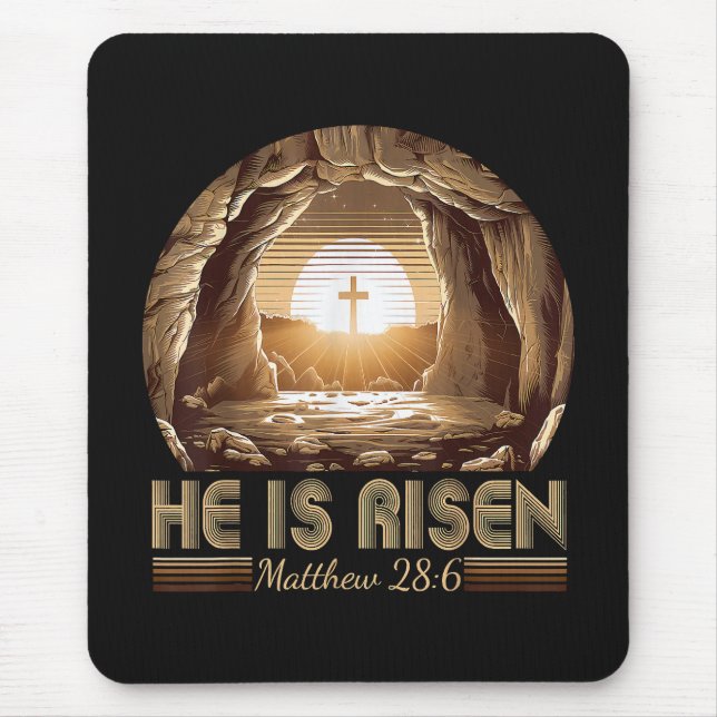 Easter Christian He is Risen Jesus  Mouse Mat (Front)