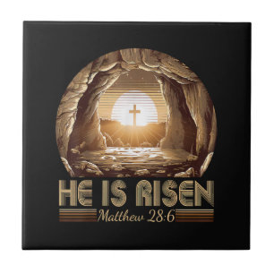 Easter Christian He is Risen Jesus Tile