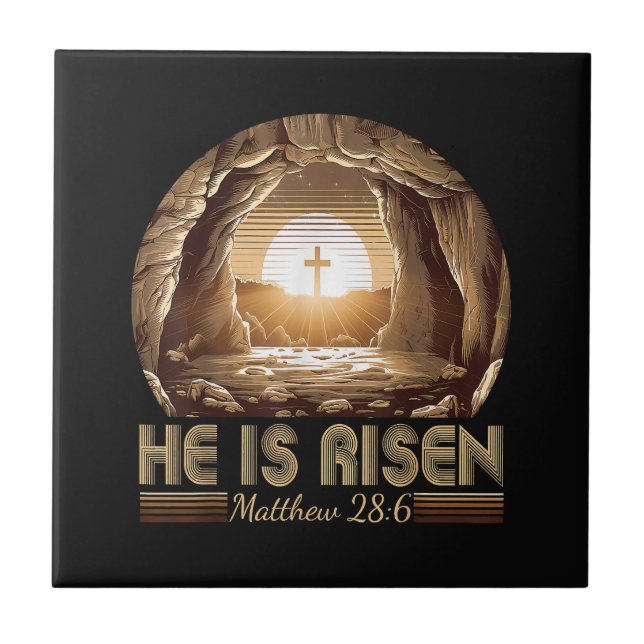 Easter Christian He is Risen Jesus  Tile (Front)
