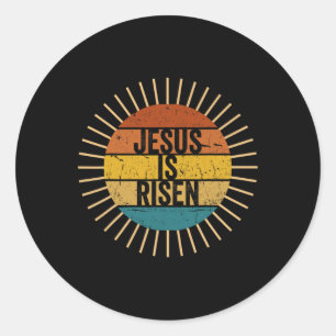 Easter Christian He Is Risen Sun Resurrection Men  Classic Round Sticker