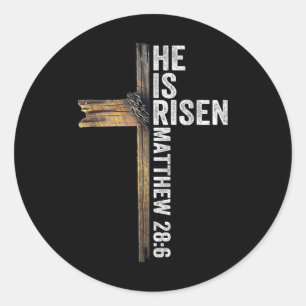 Easter Christian He Is Risen Sun Resurrection Men  Classic Round Sticker
