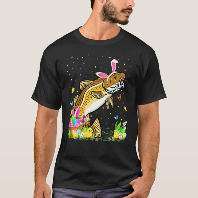 Easter Cod Fish Bunny Egg Hunting Cod Easter Sunda T-Shirt (Front)