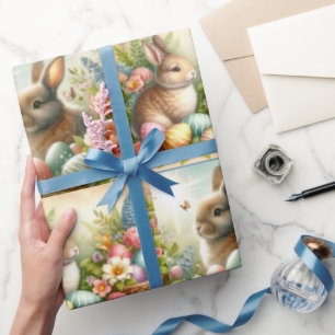Easter Collage Bunny Rabbit Wrapping Paper