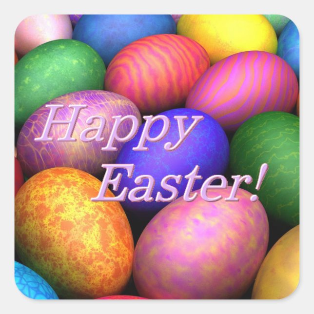 EASTER COLORED EGGS SQUARE STICKER (Front)