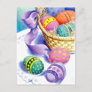 Easter colour eggs holiday postcard
