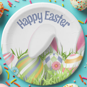 EASTER Coloured Eggs Bunny Ears Paper Plate