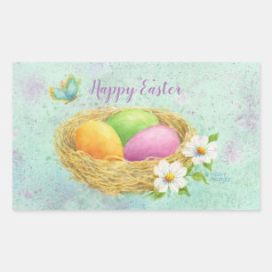 Easter Coloured Eggs in Nest Stickers