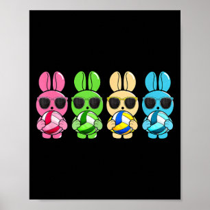 Easter Colourful Costume Playing Volleyball Poster