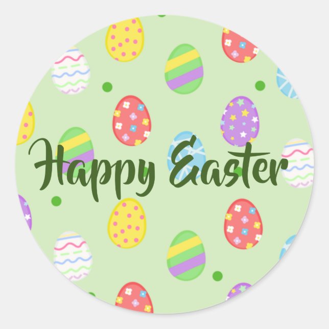 Easter colourful Eggs Festive  Classic Round Sticker (Front)